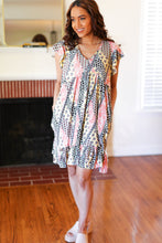 Load image into Gallery viewer, Casual Living Yellow & Coral Patchwork Babydoll Flutter Sleeve Dress