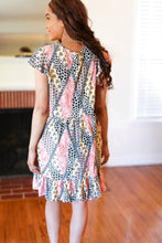 Load image into Gallery viewer, Casual Living Yellow & Coral Patchwork Babydoll Flutter Sleeve Dress
