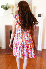 Load image into Gallery viewer, Multicolor Geometric Midi Flutter Sleeve Dress