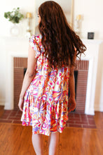 Load image into Gallery viewer, Multicolor Geometric Midi Flutter Sleeve Dress