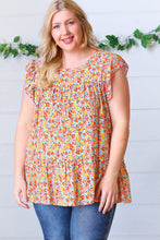 Load image into Gallery viewer, Sunset Floral Print Ruffle Tiered Keyhole Top