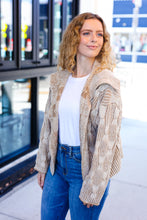 Load image into Gallery viewer, Autumn Vibes Taupe Textured Cable Knit Collared Cardigan