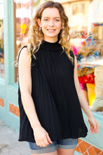 Load image into Gallery viewer, Sweet New Days Black Smocked Neck Pleated Sleeveless Top