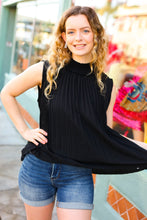 Load image into Gallery viewer, Sweet New Days Black Smocked Neck Pleated Sleeveless Top