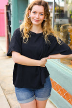 Load image into Gallery viewer, Be Bold Black Crinkle Texture Pocketed Dolman Top