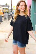 Load image into Gallery viewer, Be Bold Black Crinkle Texture Pocketed Dolman Top