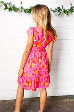 Load image into Gallery viewer, Fuchsia & Orange Tropical Floral Square Neck Dress