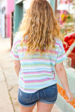 Load image into Gallery viewer, Lime & Navy Textured Vintage Stripe Sweater Top