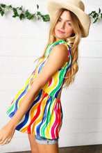 Load image into Gallery viewer, Multicolor Wavy Stripe Shoulder Tie Detail Top