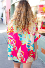 Load image into Gallery viewer, Fuchsia Floral Print Woven V Neck Top