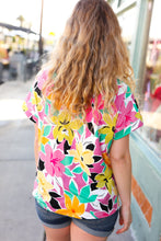 Load image into Gallery viewer, Fuchsia & Emerald Flat Floral V Neck Top