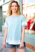 Load image into Gallery viewer, Seafoam Floral & Leopard Print Ruffle Hem Top