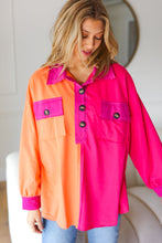 Load image into Gallery viewer, Feeling Bold Orange & Fuchsia Color Block Button Down Top