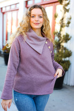 Load image into Gallery viewer, Tried And True Mauve Cowl Neck Button Detail Sweater
