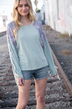 Load image into Gallery viewer, Mint Lace Up Long Sleeve French Terry Oversized Pullover