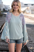 Load image into Gallery viewer, Mint Lace Up Long Sleeve French Terry Oversized Pullover