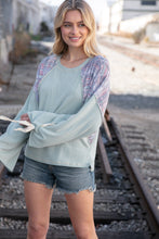 Load image into Gallery viewer, Mint Lace Up Long Sleeve French Terry Oversized Pullover