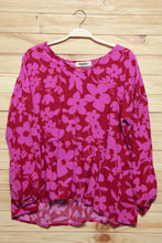 Load image into Gallery viewer, Red & Magenta Floral V Neck Woven Babydoll Top