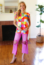 Load image into Gallery viewer, You Got This Red Geometric Print Double Ruffle Sleeve Top