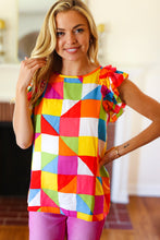 Load image into Gallery viewer, You Got This Red Geometric Print Double Ruffle Sleeve Top