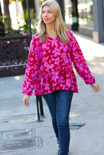 Load image into Gallery viewer, Red & Magenta Floral V Neck Woven Babydoll Top