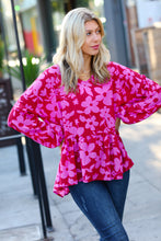 Load image into Gallery viewer, Red & Magenta Floral V Neck Woven Babydoll Top