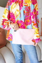 Load image into Gallery viewer, Blush Faux Leather Handle Zipper Clutch