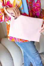 Load image into Gallery viewer, Blush Faux Leather Handle Zipper Clutch