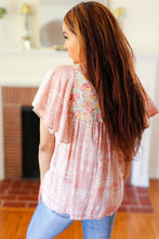 Load image into Gallery viewer, Blush Paisley Floral Yoke Tie Neck Top