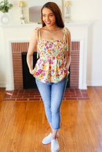 Load image into Gallery viewer, Sunny Days Yellow Floral Smocked Shoulder Tie Top