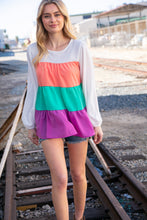 Load image into Gallery viewer, Ivory & Peach Woven Crepe Tiered Blouse