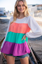 Load image into Gallery viewer, Ivory & Peach Woven Crepe Tiered Blouse