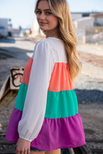 Load image into Gallery viewer, Ivory & Peach Woven Crepe Tiered Blouse