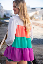 Load image into Gallery viewer, Ivory & Peach Woven Crepe Tiered Blouse