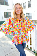 Load image into Gallery viewer, Chasing Dreams Ribbon Tie Bow Babydoll Puff Elastic Sleeve Floral Top