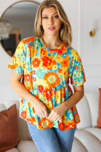 Load image into Gallery viewer, Sunflower& Red Retro Floral Swing Babydoll Top
