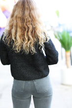 Load image into Gallery viewer, Black Mélange Round Neck Knit Sweater