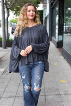 Load image into Gallery viewer, Casual Chic Charcoal V Neck Yoke Modal Knit Top