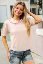 Load image into Gallery viewer, New Day Blush Flat Collar Floral French Terry Blouse