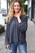 Load image into Gallery viewer, Casual Chic Charcoal V Neck Yoke Modal Knit Top