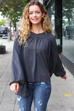 Load image into Gallery viewer, Casual Chic Charcoal V Neck Yoke Modal Knit Top