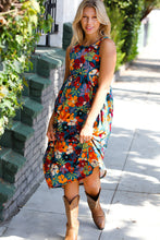 Load image into Gallery viewer, Teal & Maroon Flat Floral Fit and Flare Sleeveless Maxi Dress