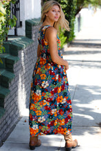 Load image into Gallery viewer, Teal & Maroon Flat Floral Fit and Flare Sleeveless Maxi Dress
