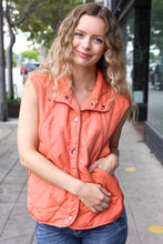 Load image into Gallery viewer, Weekend Ready Rust High Neck Snap Button Quilted Puffer Vest