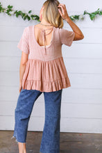 Load image into Gallery viewer, Mauve Tie Back Crinkle Floral Top