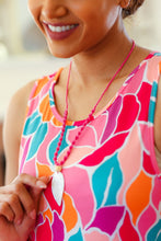 Load image into Gallery viewer, Pink Rope Iridescent Shell Feather Necklace