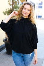 Load image into Gallery viewer, Black Smocked Three Quarter Sleeve Tie Back Top