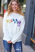 Load image into Gallery viewer, More the Merrier White Pop Up Lurex Sweater
