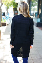 Load image into Gallery viewer, Everyday Black Striped Knit Open Cardigan