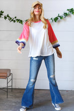 Load image into Gallery viewer, Pink Pointelle Color Block Wide Sleeve Pullover